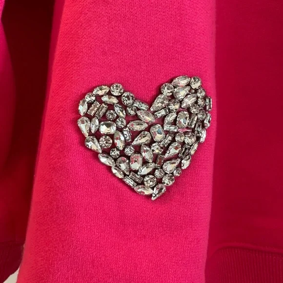 IVY CITY CO JEWEL HEART SWEATSHIRT IN PINK - Picture 3 of 4